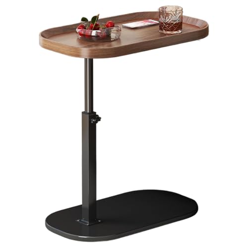 Elevating Side Table, Stepless Height Adjustable, Insert, Fall Prevention, Sofa Table, Bedroom, Nursing Care, Stable, Cut Resistant (Walnut)