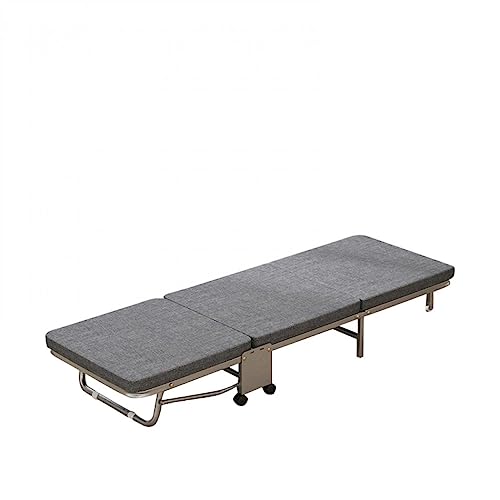 Folding Bed, Bed Frame, Cot, Trifold, Lightweight, Small, Space-saving, No Assembly Required, Comes with Casters, Stylish (Gray, 70.9 x 27.6 x 9.4 inches (180 x 70 x 24 cm)