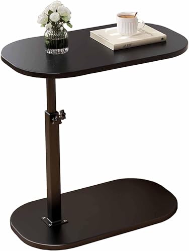 Elevating Side Table, Stepless Height Adjustable, Insert, Sofa Table, Bedroom, Nursing, Stability, Prevents Scratches (Black + Black)
