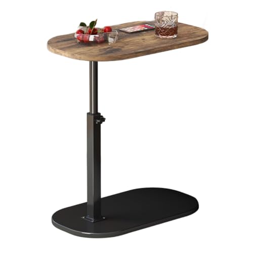 Elevating Side Table, Sofa Table, Stepless Height Adjustable, Insert, For Bedrooms, Nursing, Stability, Prevents Scratches (Vintage Color + Black)