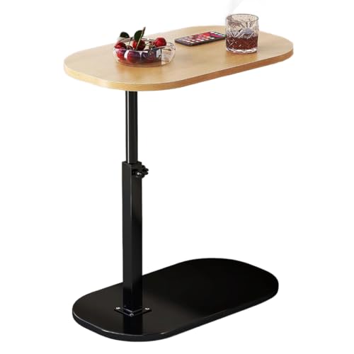 Elevating Side Table, Stepless Height Adjustable, Insert, Sofa Table, Bedroom, Nursing, Stability, Prevents Scratches (Wood Color + Black)