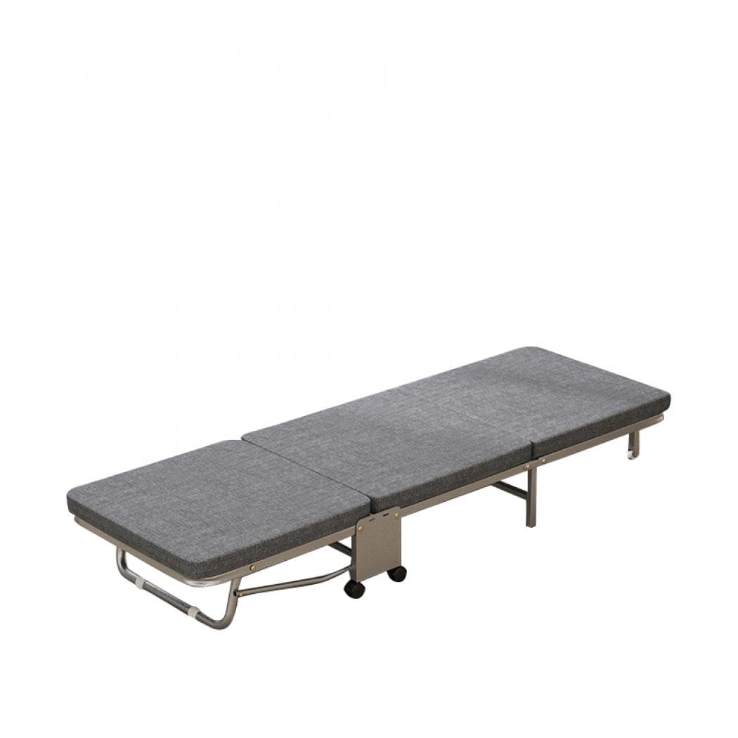 Folding Bed, Bed Frame, Cot, Trifold, Lightweight, Small, Space-saving, No Assembly Required, Comes with Casters, Stylish (Gray, 70.9 x 27.6 x 9.4 inches (180 x 70 x 24 cm)