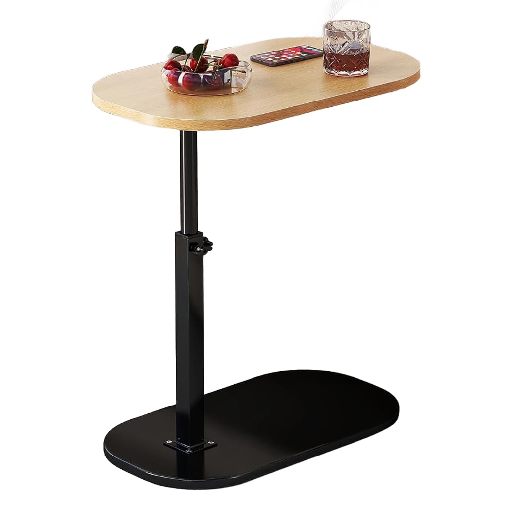 Elevating Side Table, Stepless Height Adjustable, Insert, Sofa Table, Bedroom, Nursing, Stability, Prevents Scratches (Wood Color + Black)