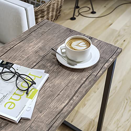YEARCOLOR Side Table, Night Table, Width 21.7 x Depth 13.8 x Height 25.6 inches (55 x 35 x 65 cm), Bed Side, Mini, Coffee, U-Shaped Design, Multi-functional, Wood Grain, Simple, Small, Antique Brown