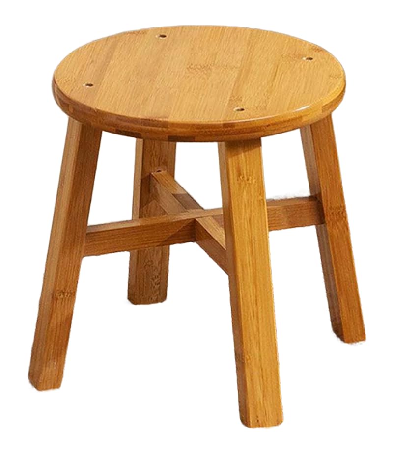 Round Stool, Height 9.4 - 13.4 inches (24 - 34 cm), Natural Bamboo Chair, Flower Stand, Stool for Kids, Entryway, Lightweight, Easy to Carry, Versatile, Easy to Assemble, 3 Sizes (Small Size)