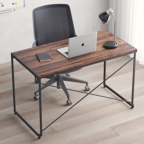 YEARCOLOR Simple Work Desk, Gaming Table, PC Desk, Study Desk, Foldable, Easy Assembly, Load Capacity 135KG, Wooden, Sturdy Structure, Stylish - Brown