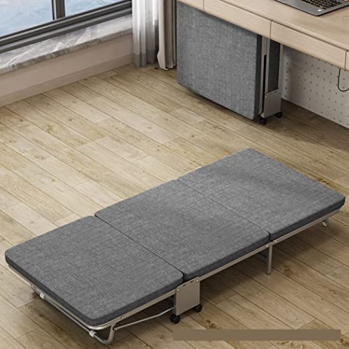 Folding Bed, Bed Frame, Cot, Trifold, Lightweight, Small, Space-saving, No Assembly Required, Comes with Casters, Stylish (Gray, 70.9 x 27.6 x 9.4 inches (180 x 70 x 24 cm)