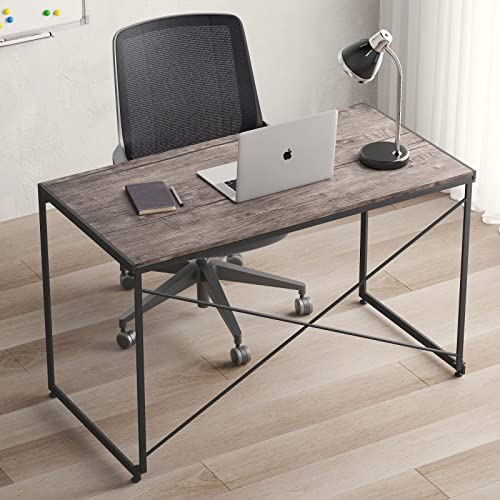YEARCOLOR Simple Work Desk, Gaming Table, PC Desk, Study Desk, Foldable, Easy Assembly, Load Capacity 135KG, Wooden, Sturdy Structure, Stylish - Antique Brown