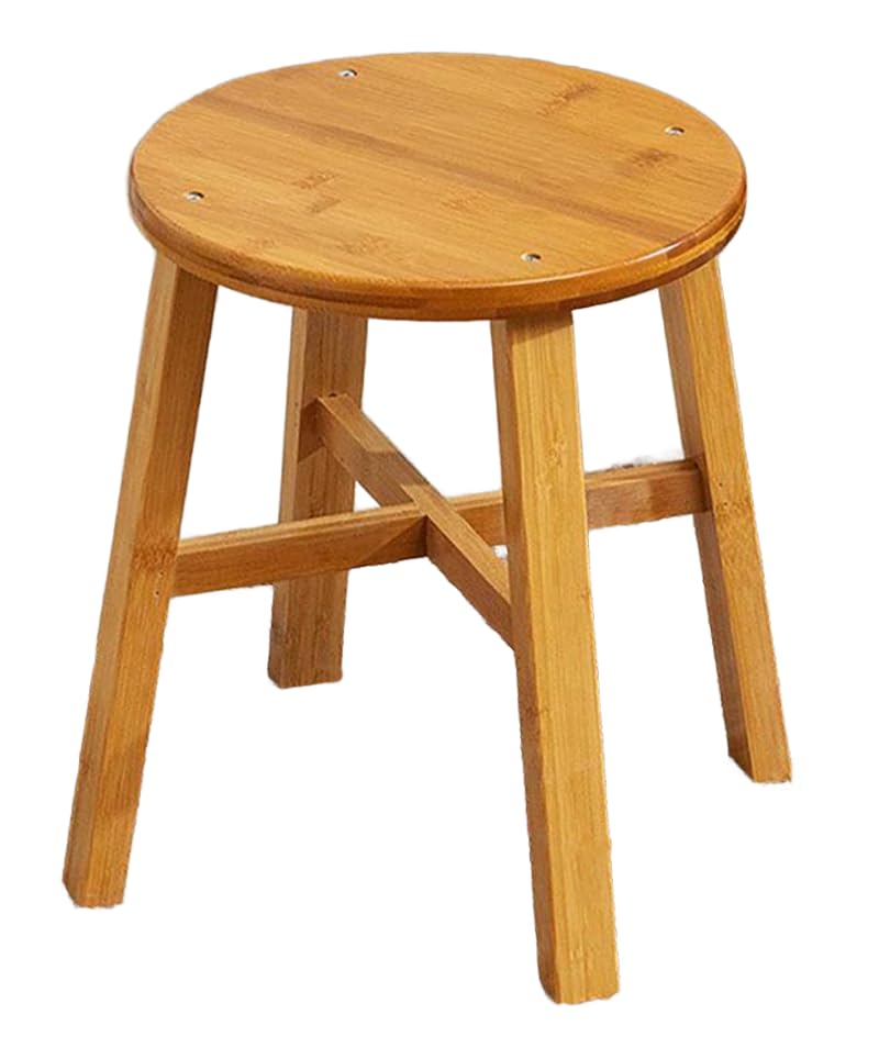 Round Stool, Height 9.4 - 13.4 inches (24 - 34 cm), Natural Bamboo Chair, Flower Stand, Stool for Kids, Entryway, Lightweight, Easy to Carry, Versatile, Easy to Assemble, 3 Sizes (Large Size)