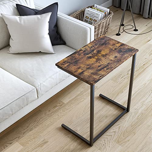 YEARCOLOR Side Table, Night Table, Width 55 x Depth 35 x Height 65 cm, Bedside, Mini, Coffee, U-Shaped Design, Multi-Functional, Wood Grain, Simple, Compact, Vintage