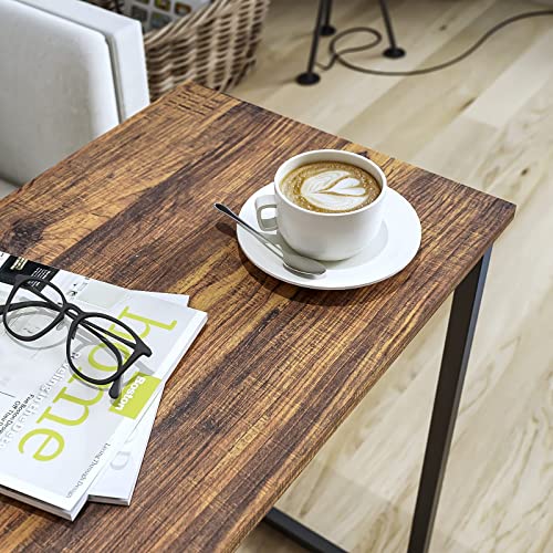 YEARCOLOR Side Table, Night Table, Width 21.7 x Depth 13.8 x Height 25.6 inches (55 x 35 x 65 cm), Bed Side, Mini Coffee Table, U-Shaped Design, Multi-functional, Wood Grain, Simple, Small Table, Brown