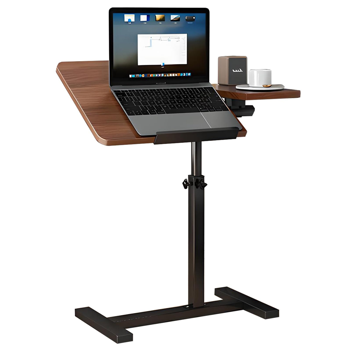 SPobeap Height-adjustable side table with adjustable tabletop angle, with casters, care table, bedside table, sofa side, height adjustment, insertion type, easy assembly, sofa table, for bedroom