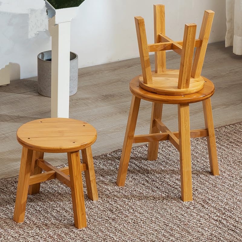 Round Stool, Height 9.4 - 13.4 inches (24 - 34 cm), Natural Bamboo Chair, Flower Stand, Stool for Kids, Entryway, Lightweight, Easy to Carry, Versatile, Easy to Assemble, 3 Sizes (Large Size)