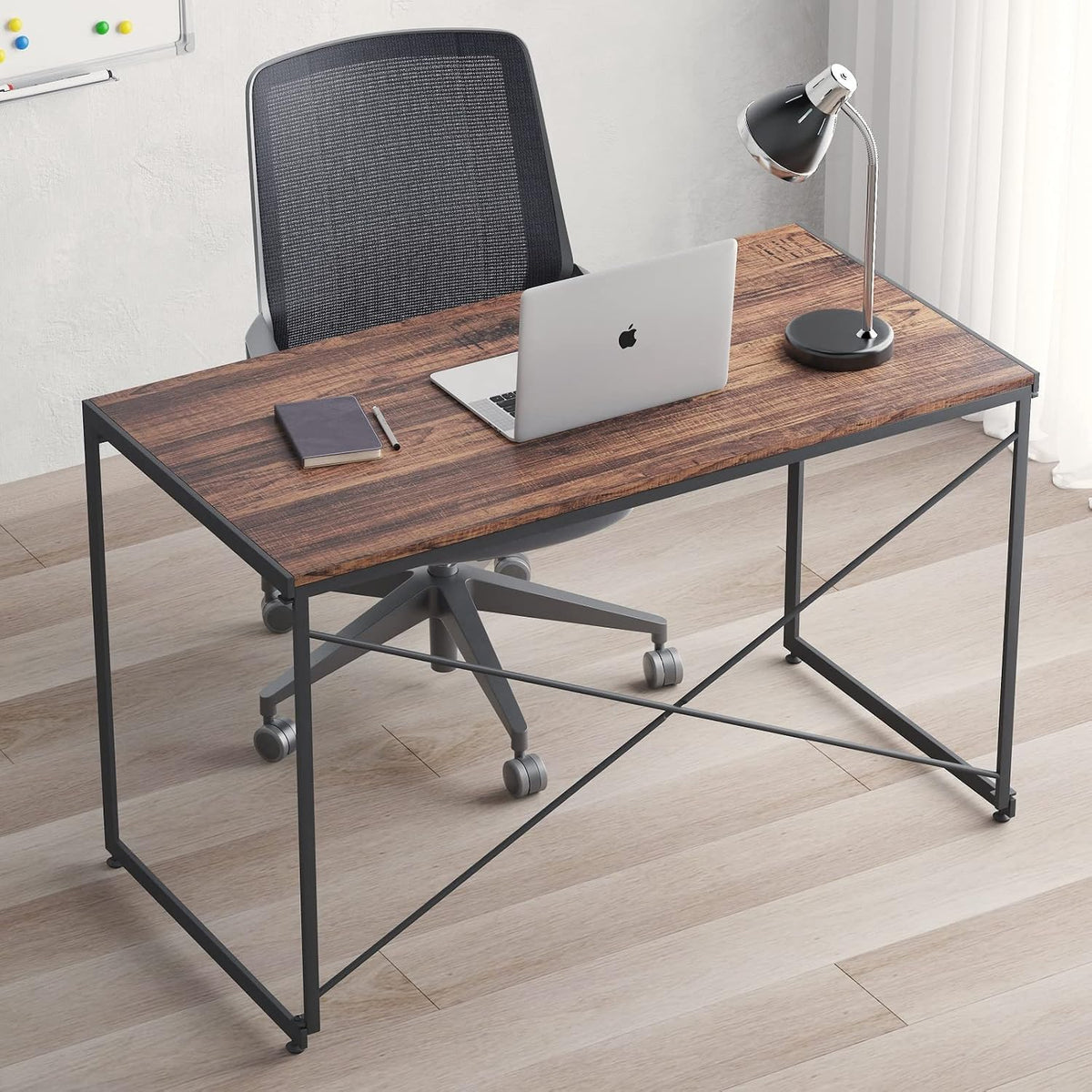YEARCOLOR Simple Work Desk, Gaming Table, PC Desk, Study Desk, Foldable, Easy Assembly, Load Capacity 135KG, Wooden, Sturdy Structure, Stylish - Brown